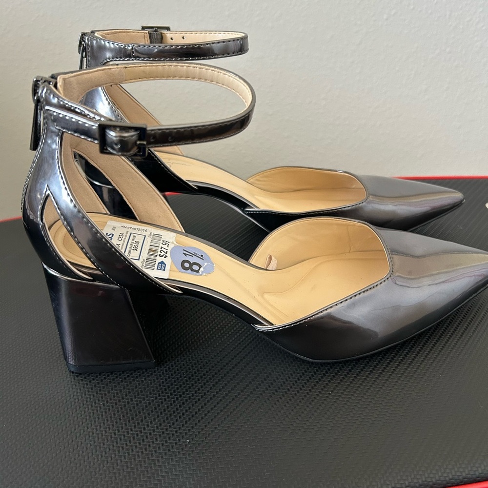Jessica Simpson Metallic Silver Ankle Strap Heels - Picture 2 of 5